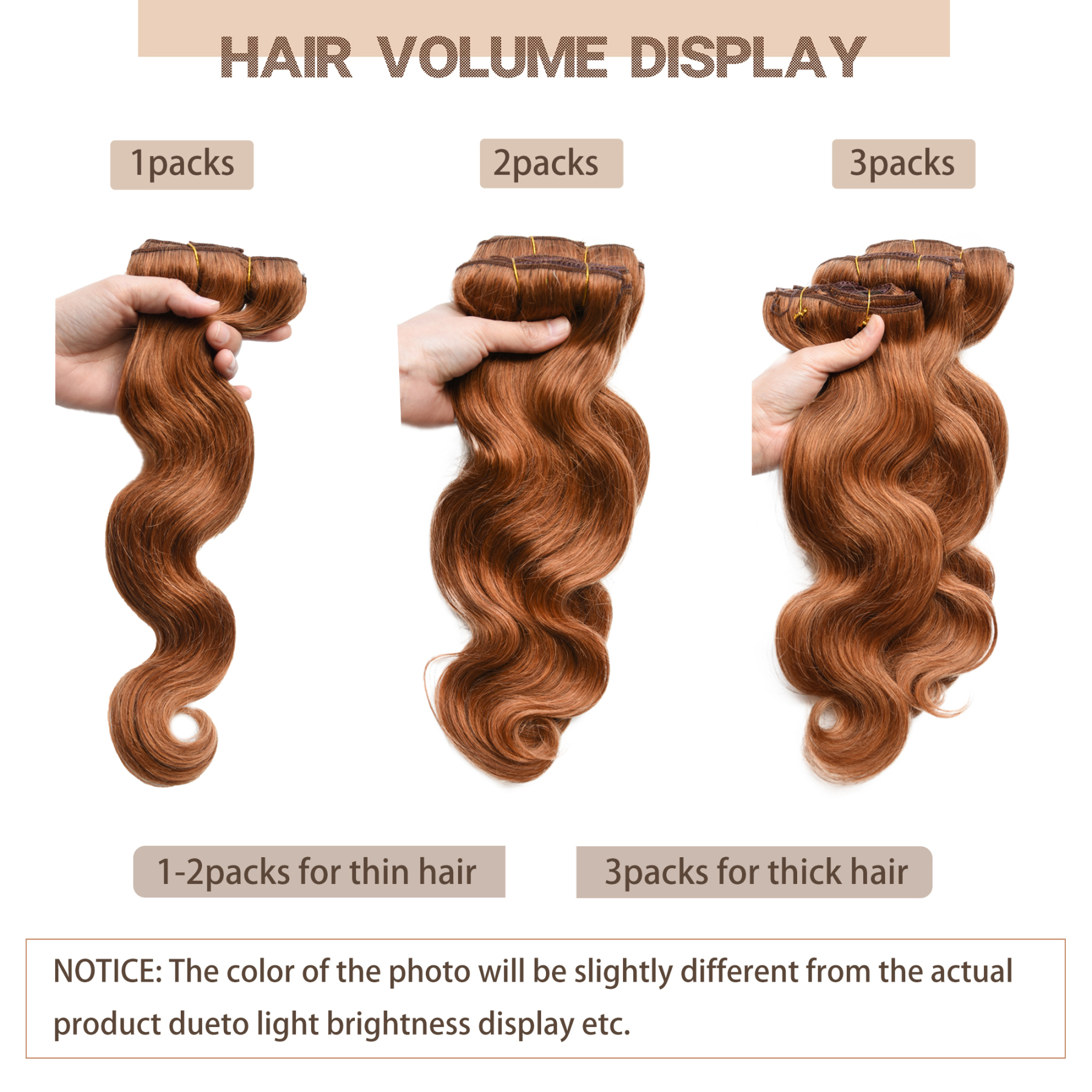 Meiverah Hair Clip in Body Wave Human Hair Extensions Copper Red Color Virgin Hair Double Weft(Copper Red)