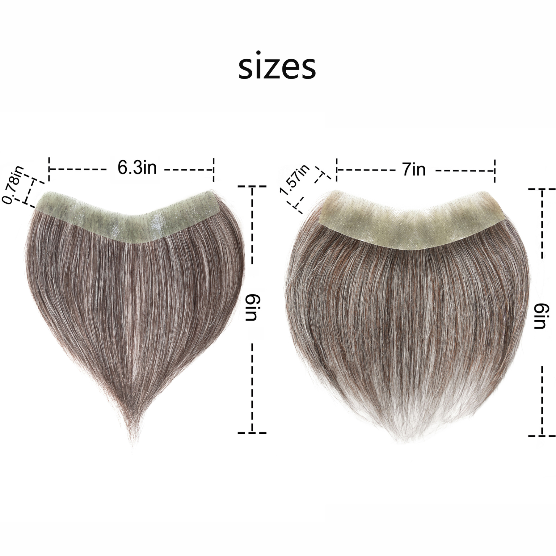 Meiverah Hair Frontal Hairpiece for Women Natural Black Hair Extension Hairline Loss Straight Tape in Human Hair Toppers Replacement Toupee ( 30% Gray-Cinnamon Sugar)