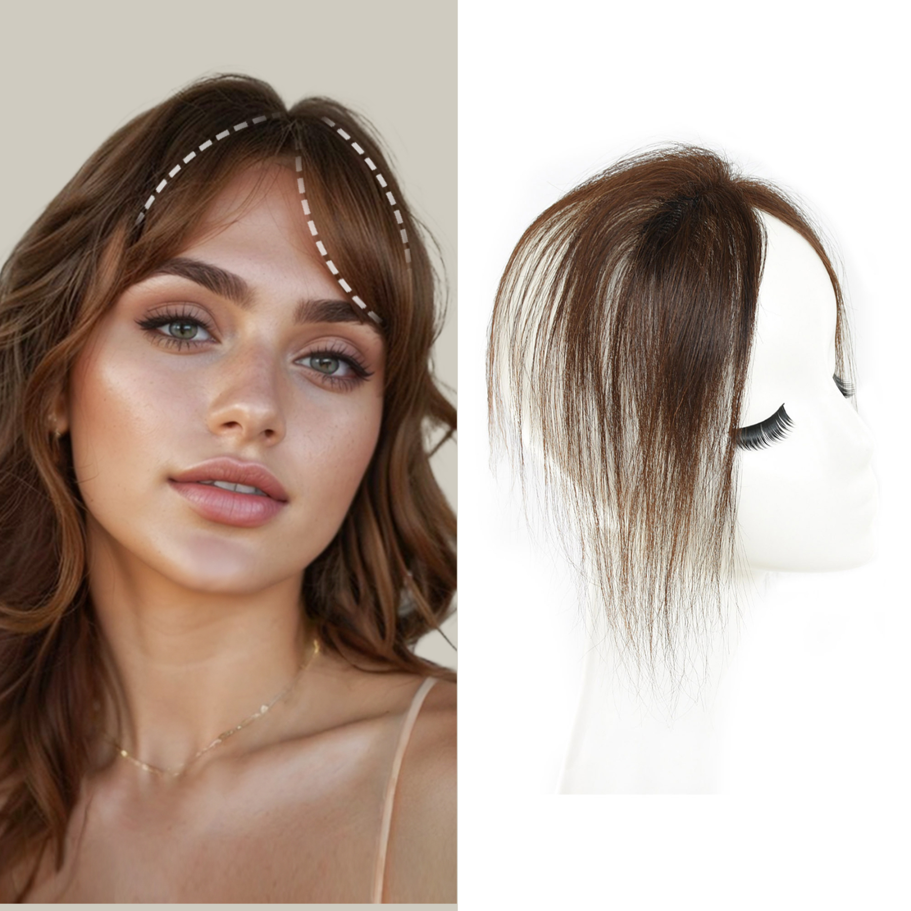 Meiverah Hair Clip in Bangs Clip In Hair Extensions 100% Baby Hair Human Hand Made Natural Forehead Patch No Trace Patch Hairline for Women(Medium Brown)