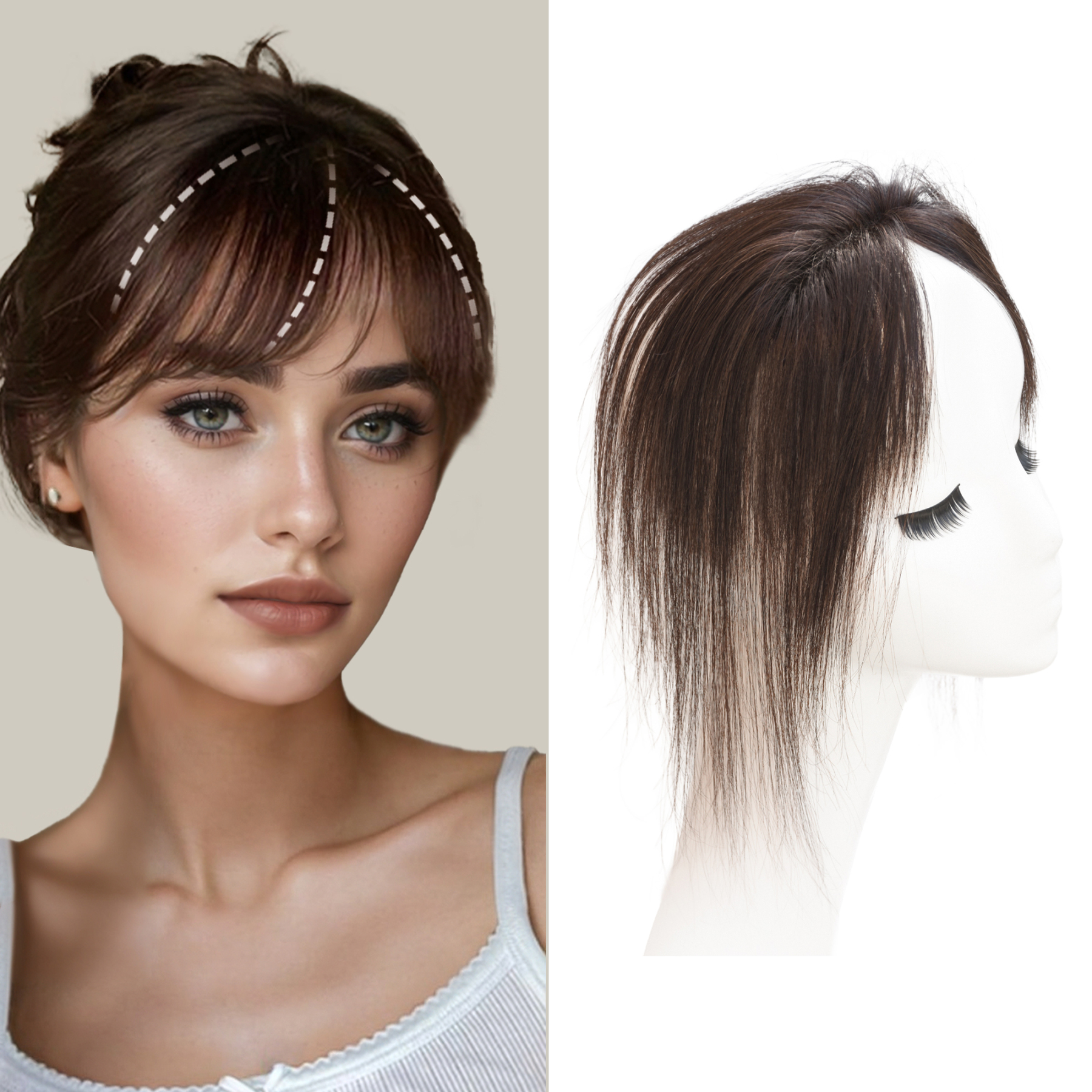 Meiverah Hair Clip in Bangs Clip In Hair Extensions 102% Baby Hair Human Hand Made Natural Forehead Patch No Trace Patch Hairline for Women(Dark Brown)