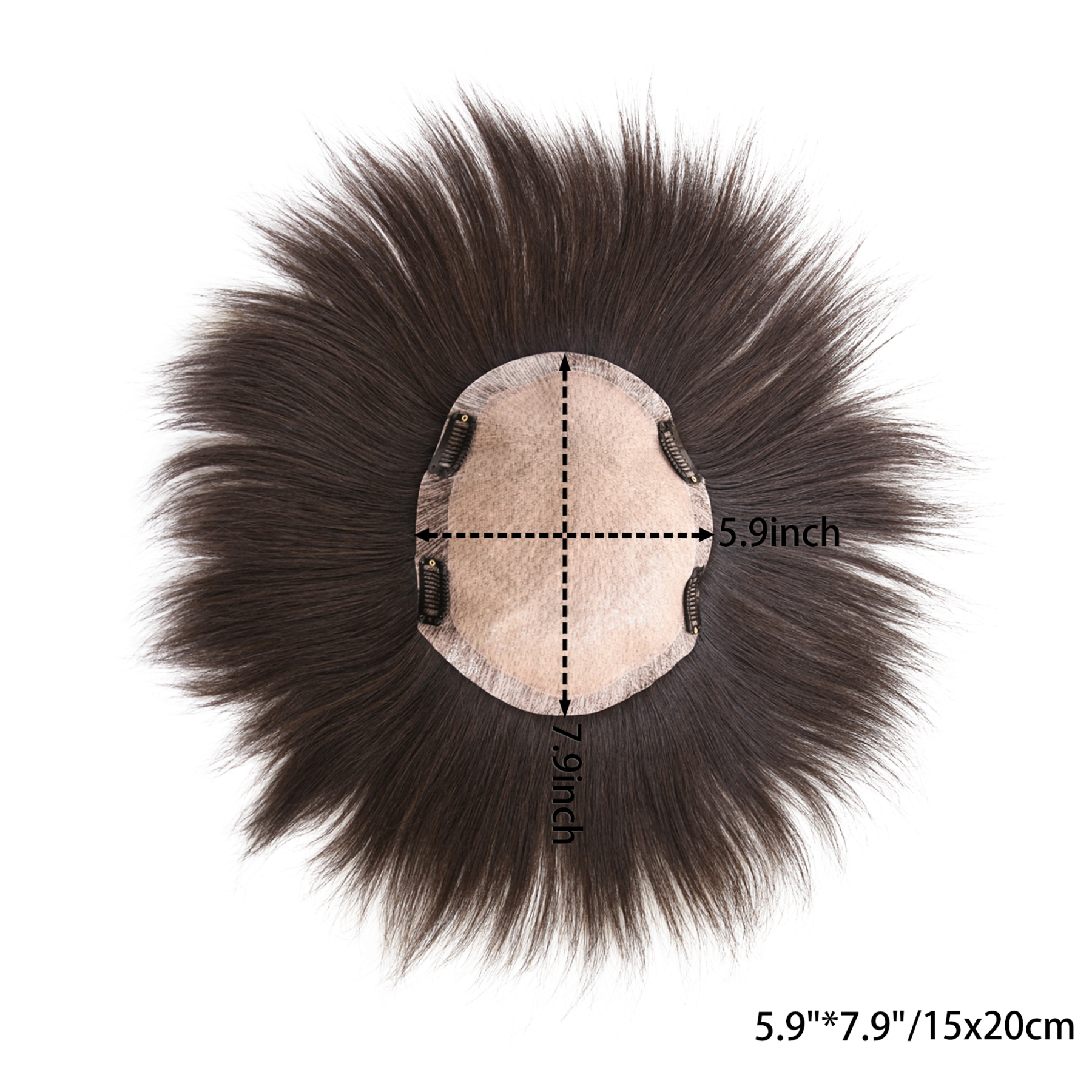 Meiverah Hair Untrimmed Hand Tied PU/Slik Base Toupee with Biological Scalp Toupee Human Hair Extension Clip in Hairpieces Topper Top HairPiece for Men (Dark Brown 3#, PU)