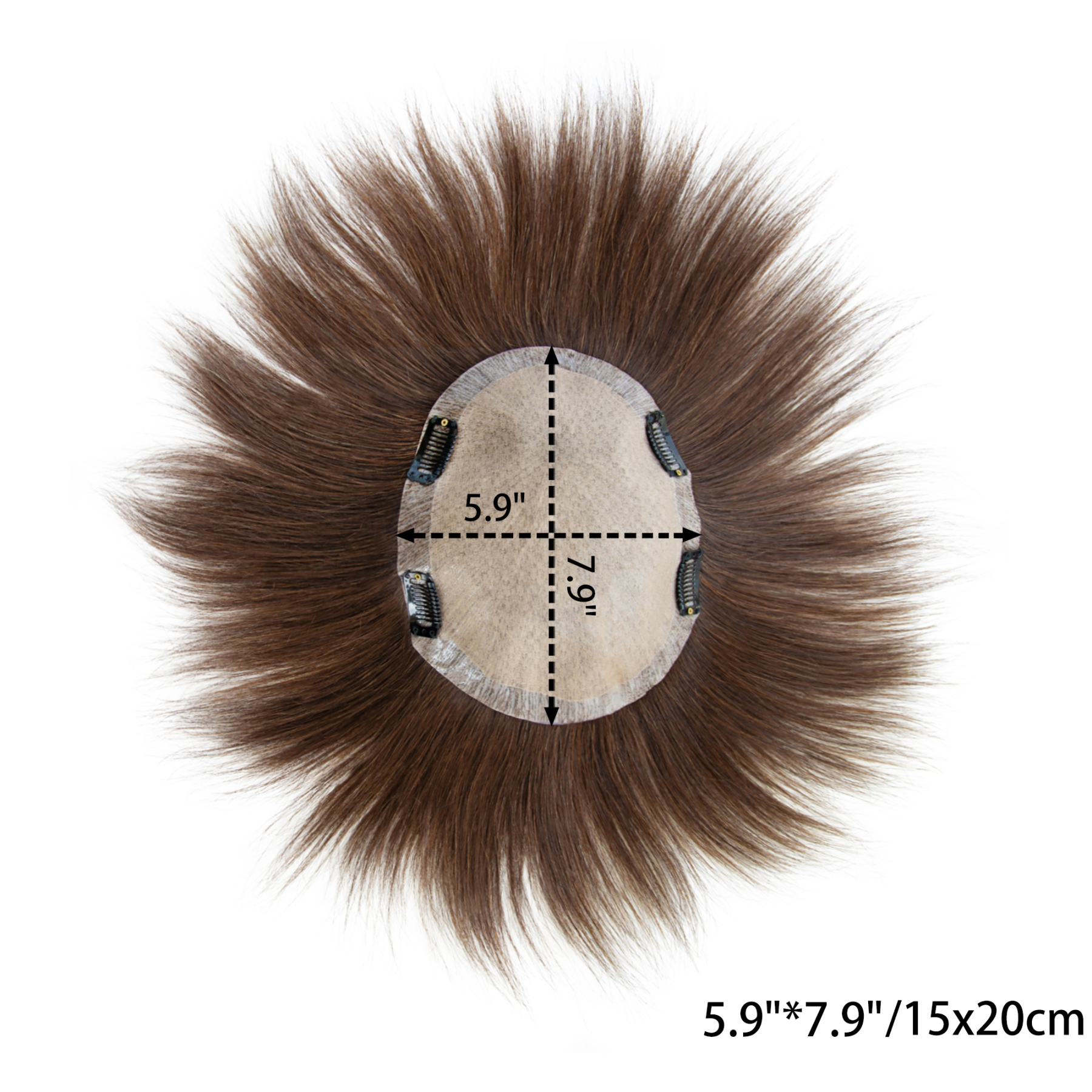 Meiverah Hair Untrimmed Hand Tied PU/Slik Base Toupee with Biological Scalp Toupee Human Hair Extension Clip in Hairpieces Topper Top HairPiece for Men (Medium Brown, PU)