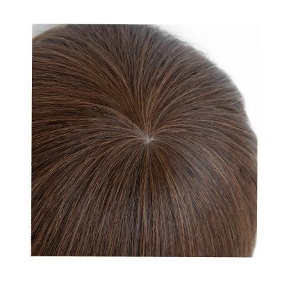 Meiverah Hair Untrimmed Hand Tied PU/Slik Base Toupee with Biological Scalp Toupee Human Hair Extension Clip in Hairpieces Topper Top HairPiece for Men (Medium Brown, PU)