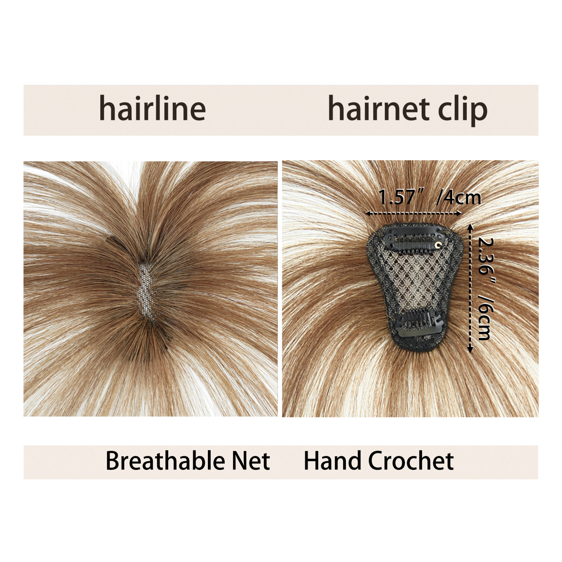 Meiverah Hair Clip in Bangs Real Human Hair with high cranial top for volume Light and airy French bangs for women Clip On Air Bangs for Daily Wear (Light Brown)