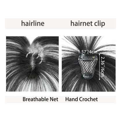 Meiverah Hair Clip in Bangs Real Human Hair with high cranial top for volume Light and airy French bangs for women Clip On Air Bangs for Daily Wear (Natural Black)