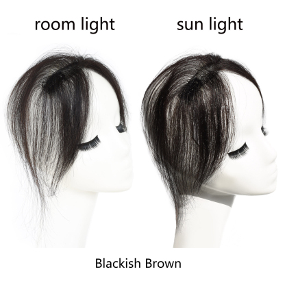 Meiverah Hair Clip in Bangs Clip In Hair Extensions 104% Baby Hair Human Hand Made Natural Forehead Patch No Trace Patch Hairline for Women(Brownish Black)