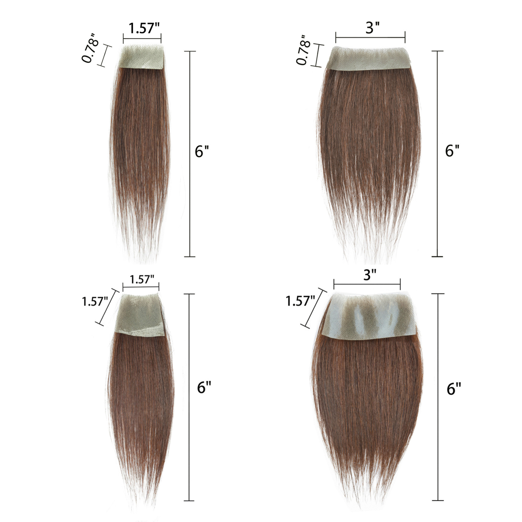 Meiverah Hair scar human hair replacement Accidental burns without hair for men women Hairline Loss Straight Tape in Replacement Toupee (Medium Brown)