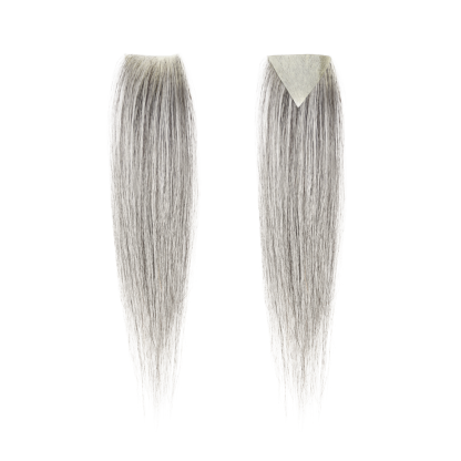 Meiverah Triangular alopecia Balding Spot Accidental Burns Scar Hair Replacement for women Hairline Loss Straight Tape in Replacement Toupee 2PC (Pepper Salt#)