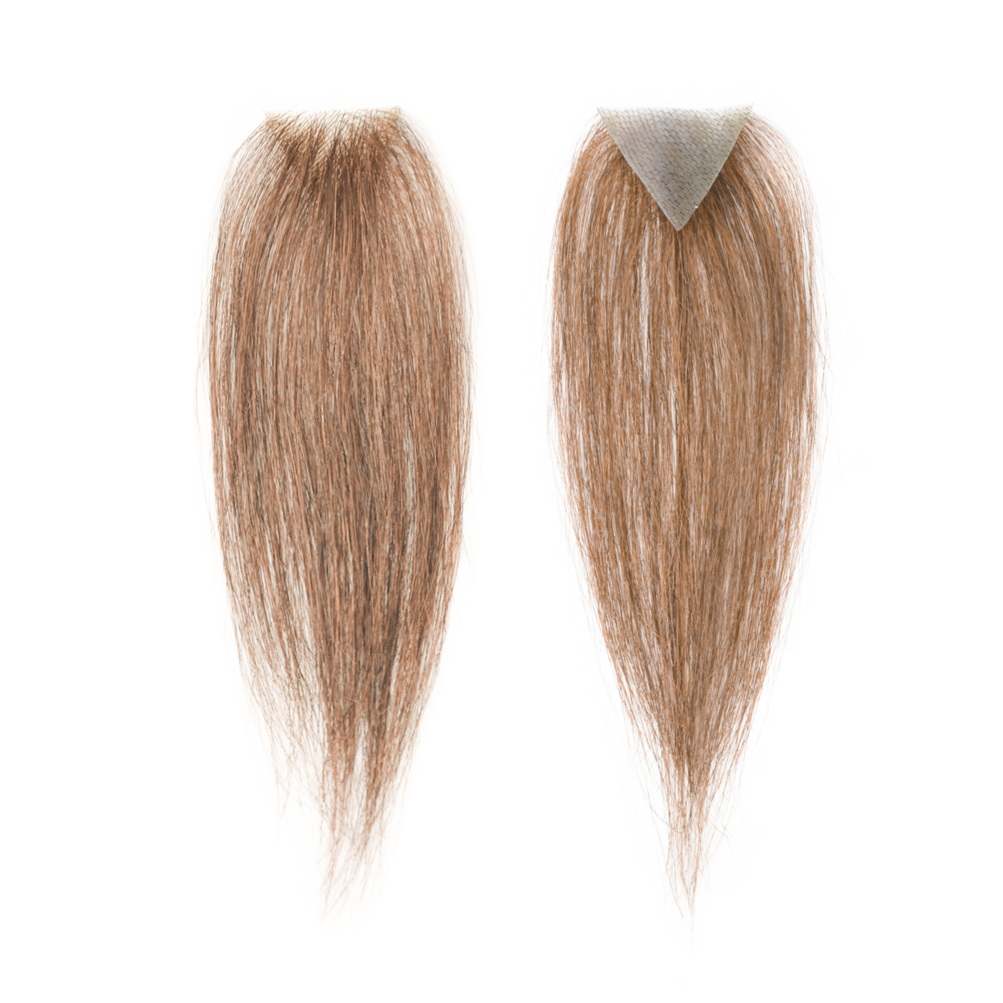 Meiverah Triangular alopecia Balding Spot Accidental Burns Scar Hair Replacement for women Hairline Loss Straight Tape in Replacement Toupee 2PC (Light Brown#)