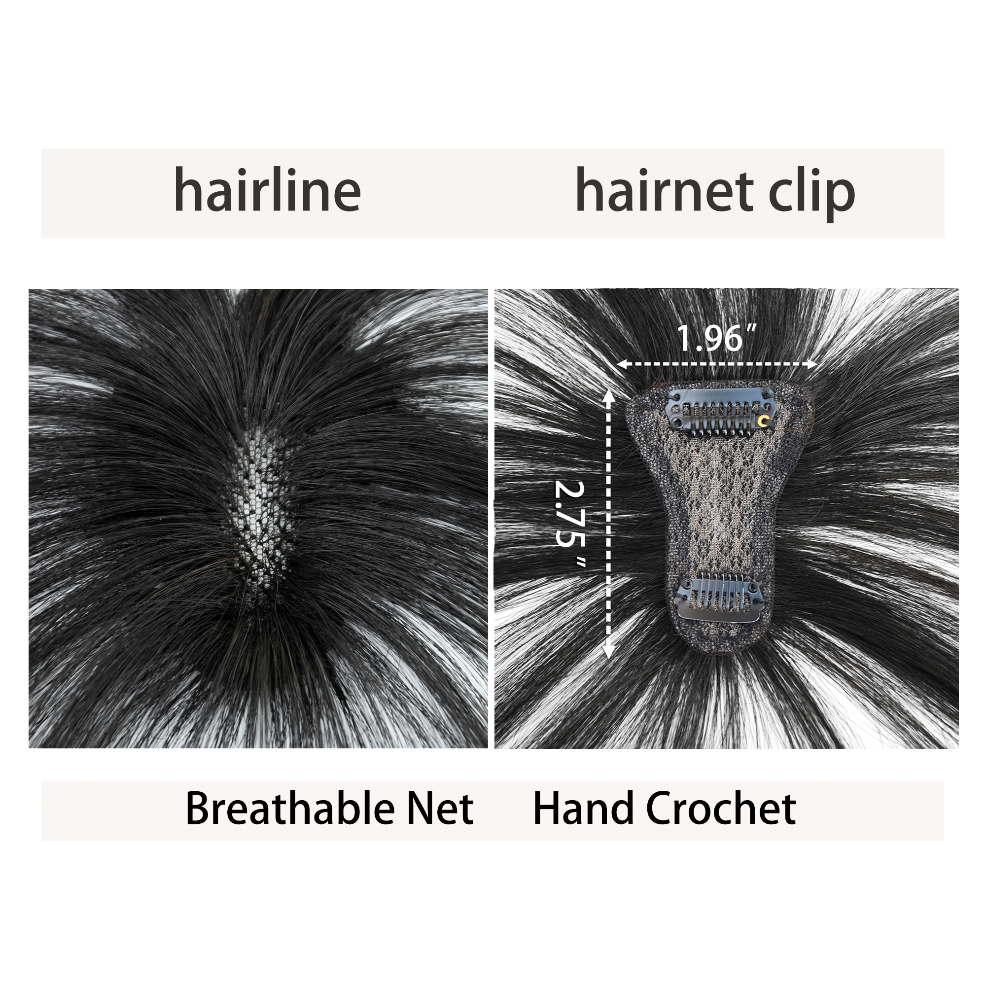 Meiverah Hair Clip in Bangs Real Human Hair with high cranial top for volume Light and airy French bangs for women Clip On Air Bangs for Daily Wear (1# Jet Black)