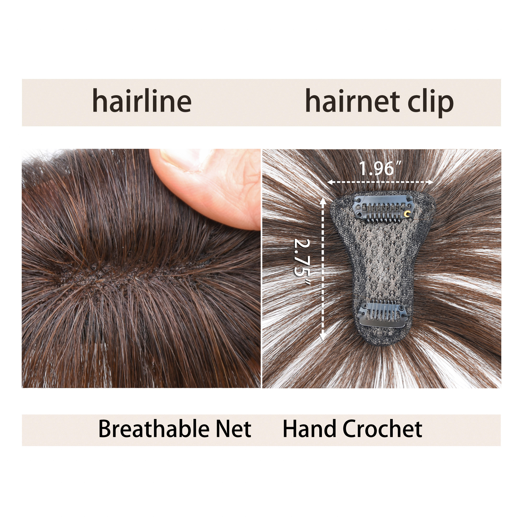 Meiverah Hair Clip in Bangs Real Human Hair with high cranial top for volume Light and airy French bangs for women Clip On Air Bangs for Daily Wear (Dark brown)