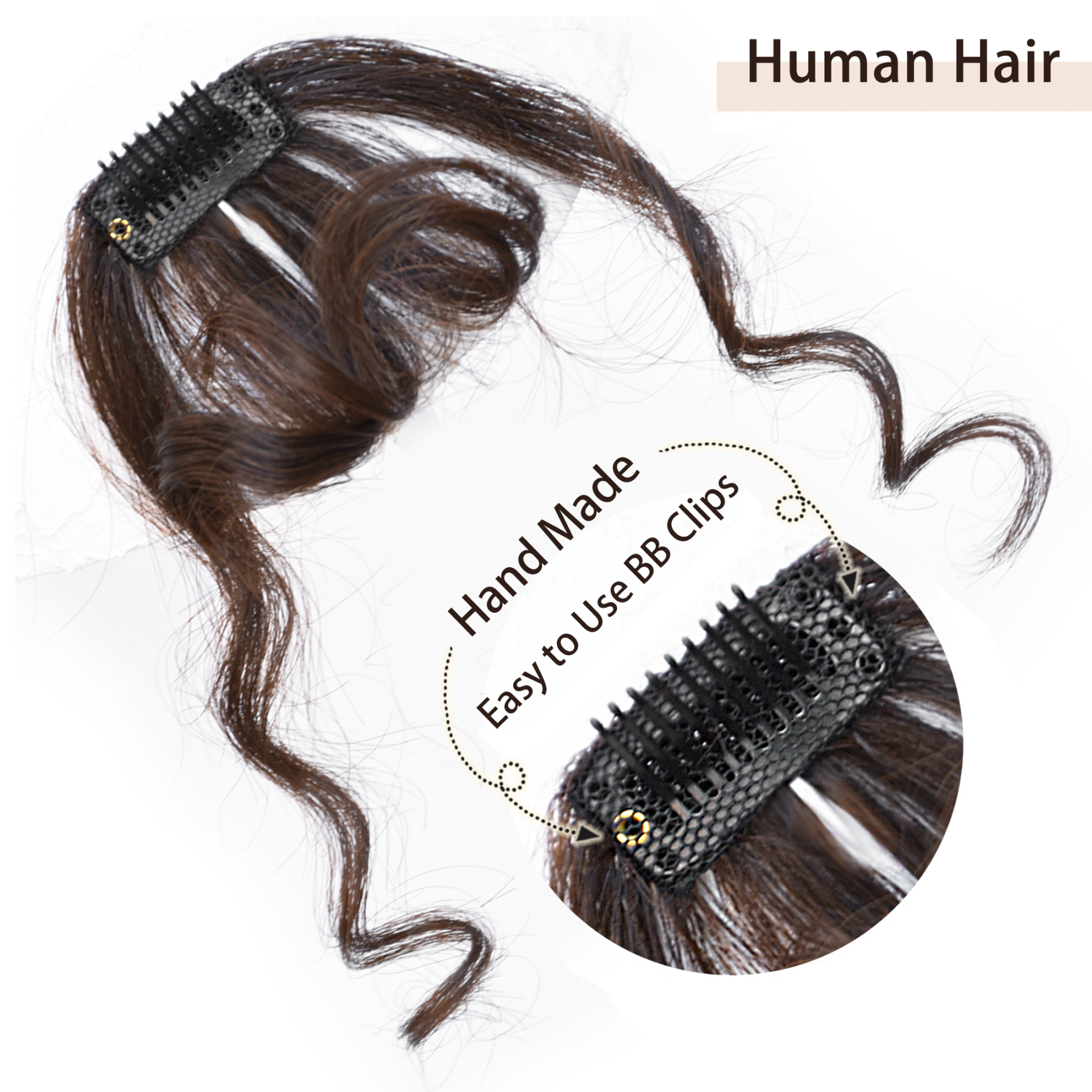 Meiverah's real-life hair clip-style wool curl bangs are fluffy and lightweight  suitable for women's everyday wear (dark brown)