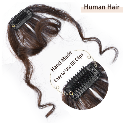 Meiverah's real-life hair clip-style wool curl bangs are fluffy and lightweight  suitable for women's everyday wear (dark brown)