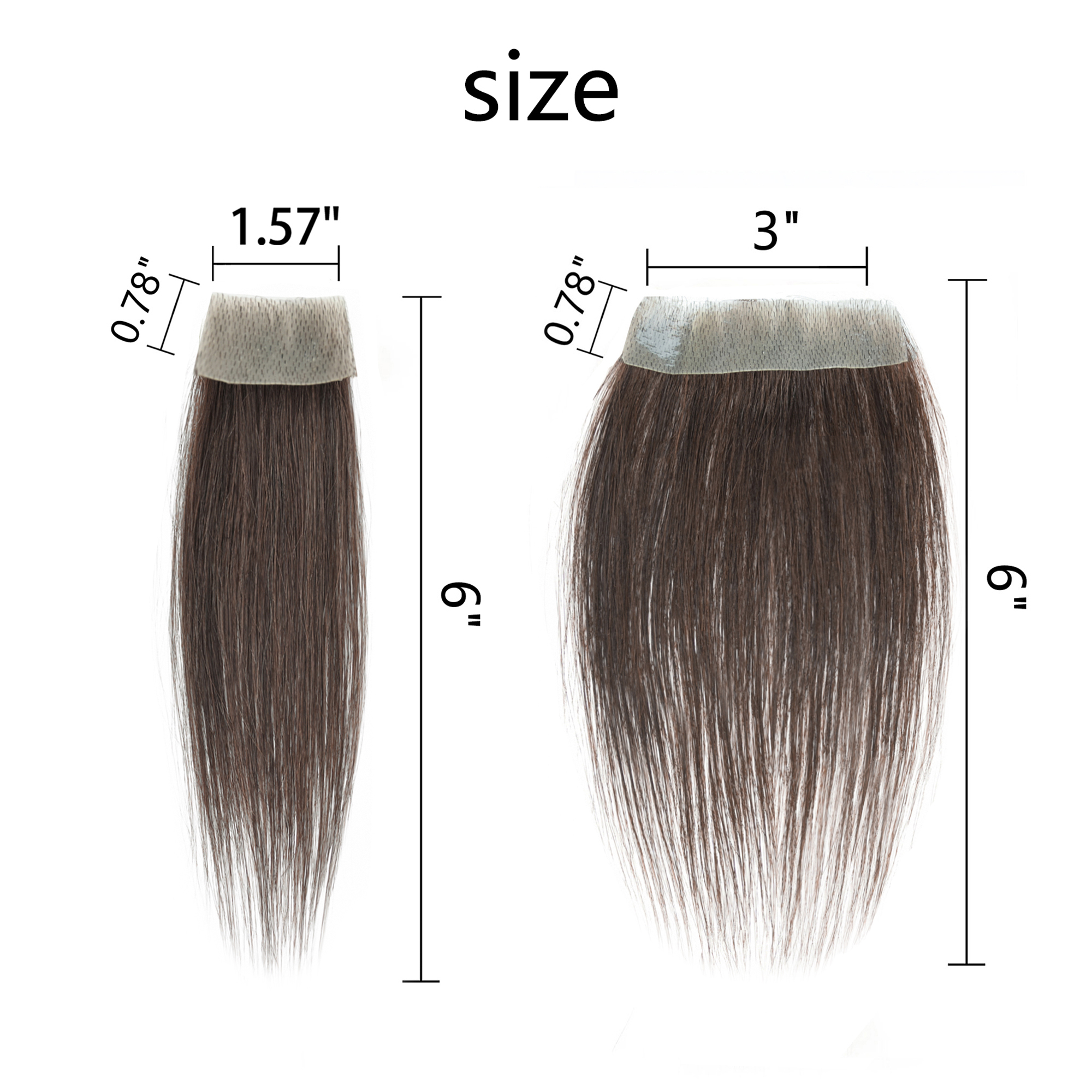 Meiverah Hair scar human hair replacement Accidental burns without hair for men Hairline Loss Straight Tape in Replacement Toupee (Dark Brown)