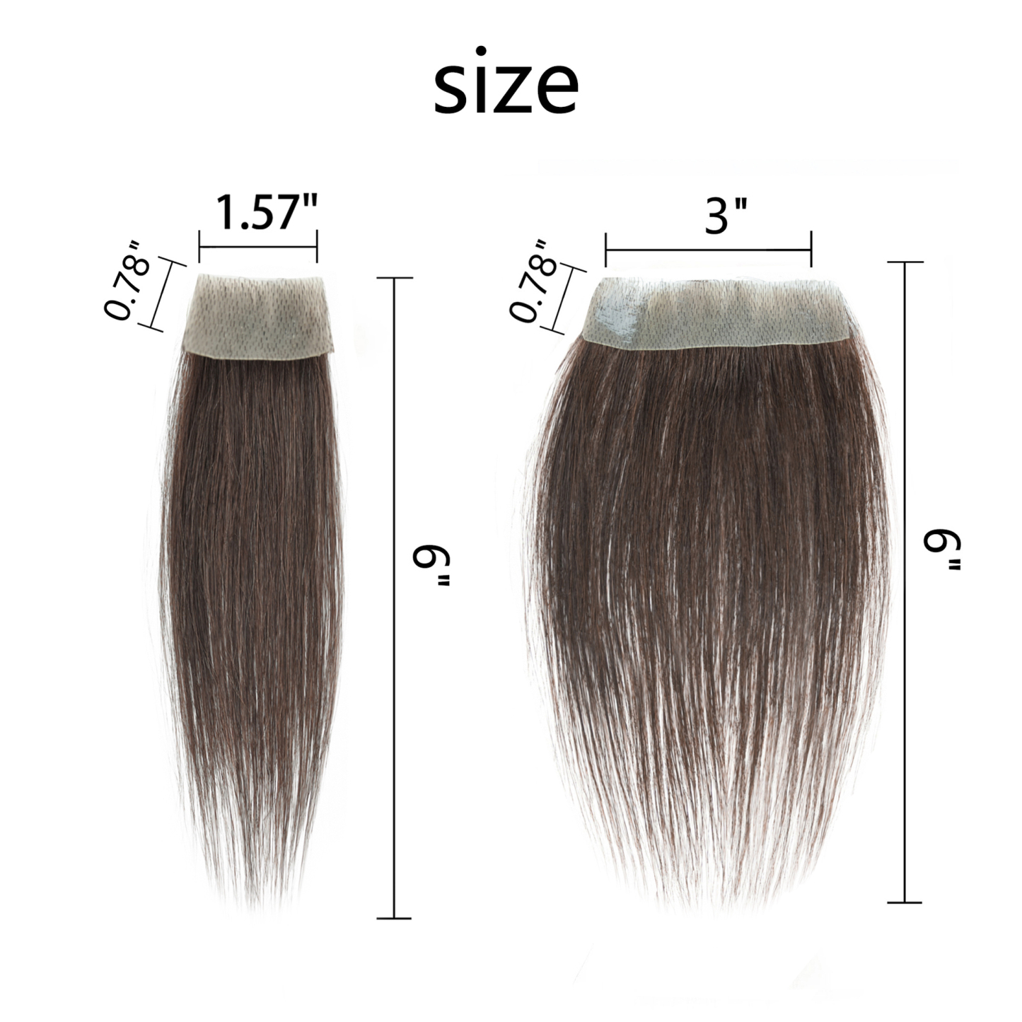 Meiverah Hair scar human hair replacement Accidental burns without hair for men Hairline Loss Straight Tape in Replacement Toupee (Dark Brown)