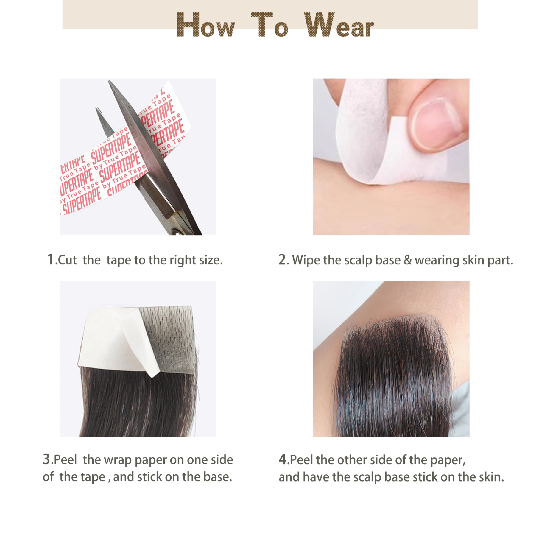 Meiverah Hair scar human hair replacement Accidental burns without hair for men women Hairline Loss Straight Tape in Replacement Toupee (Dark Brown)