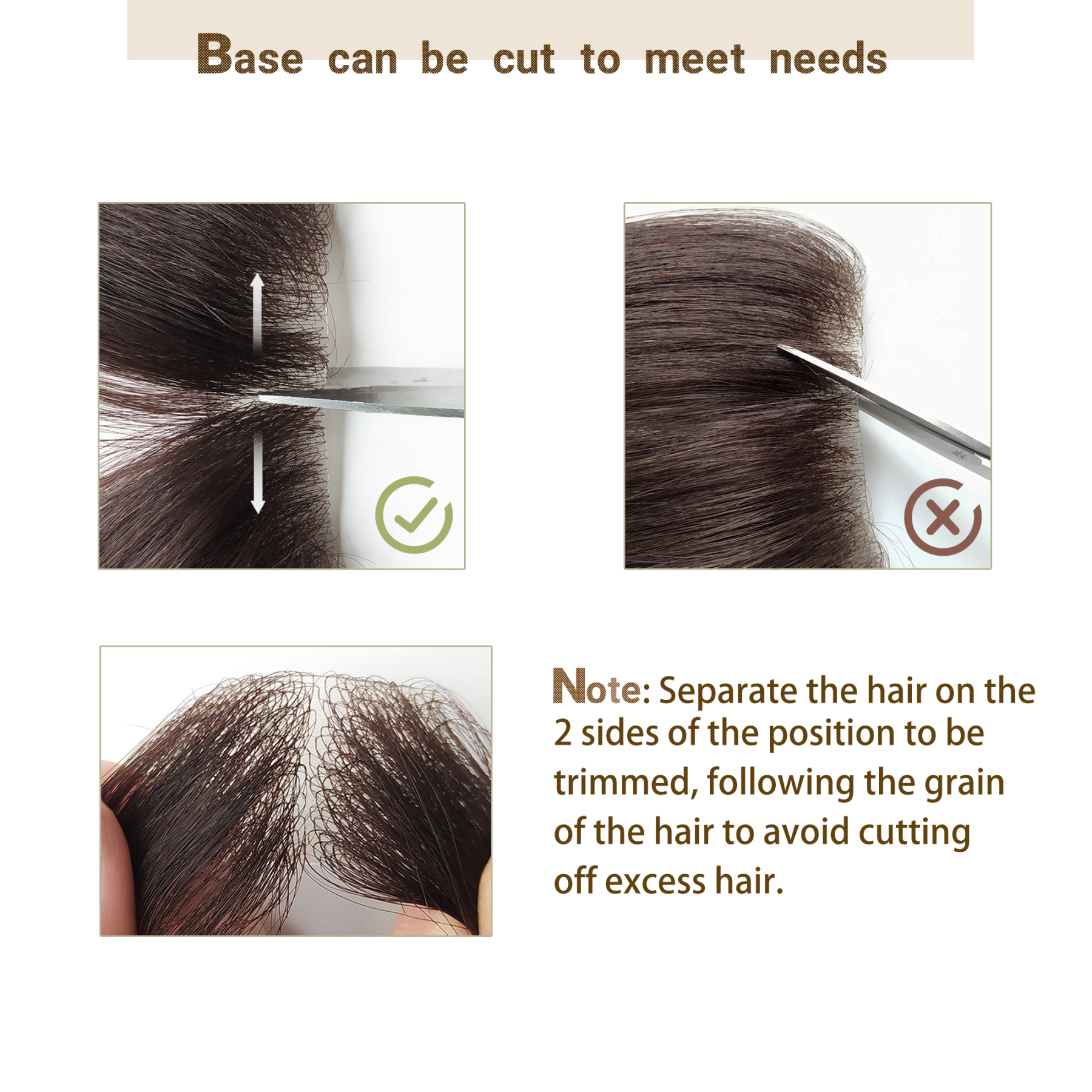 Meiverah Hair scar human hair replacement Accidental burns without hair for men women Hairline Loss Straight Tape in Replacement Toupee (Dark Brown)