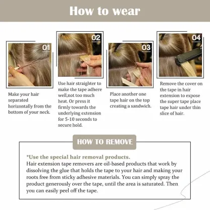 Meiverah Tape In Hair Extensions 20Pcs/50g Tape Ins Natural Remy Human Hair (#3)