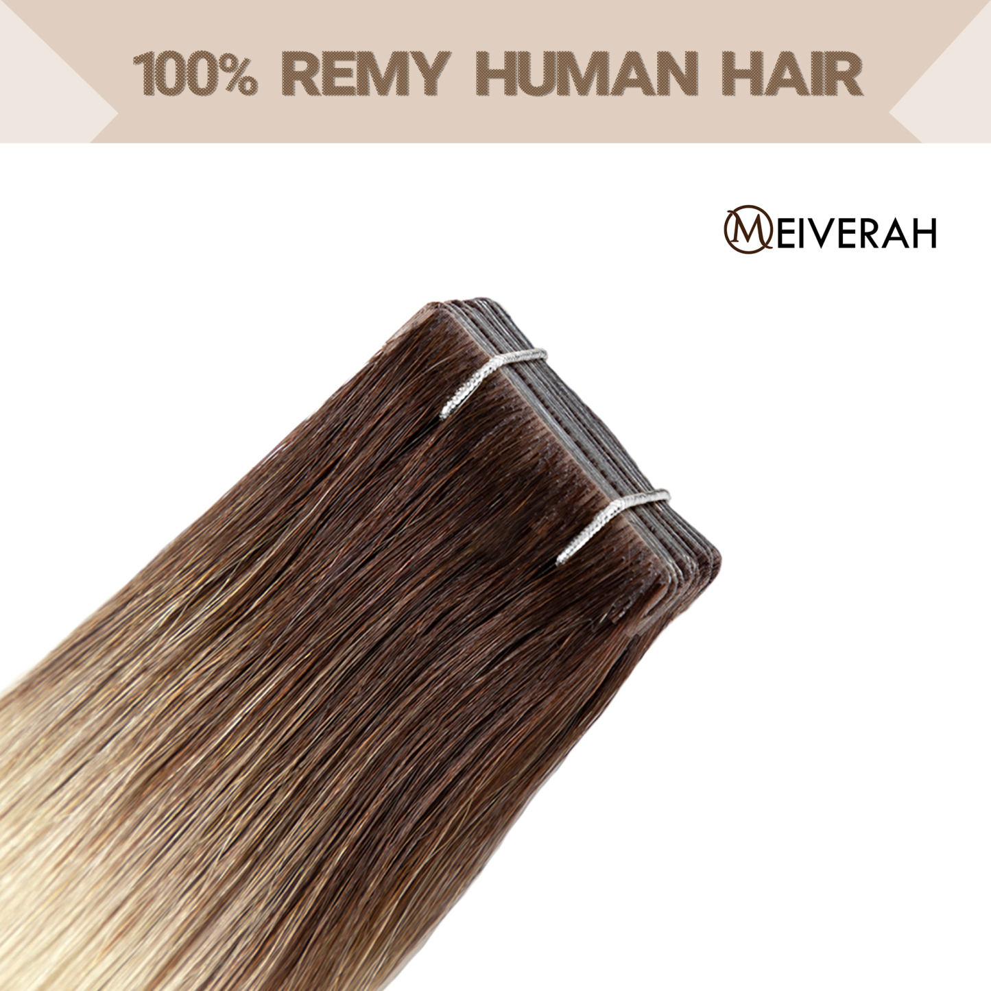 Meiverah Seamless Injected Hand-Tied Tape In Hair Extensions 20 Pcs/50 g Virgin Human Hair (T2/60)