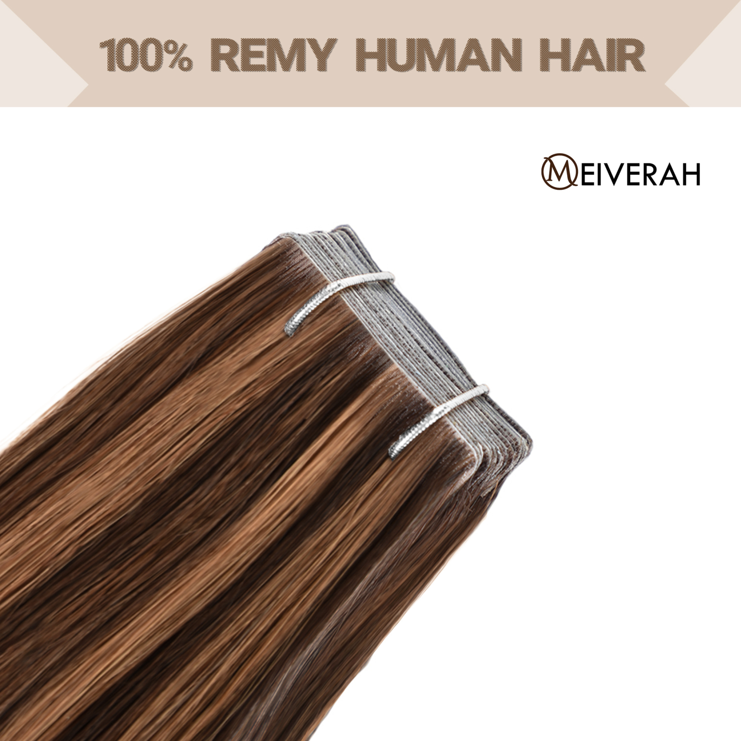 Meiverah Seamless Injected Hand-Tied Tape In Hair Extensions 20 Pcs/50 g Virgin Human Hair (P2/6)