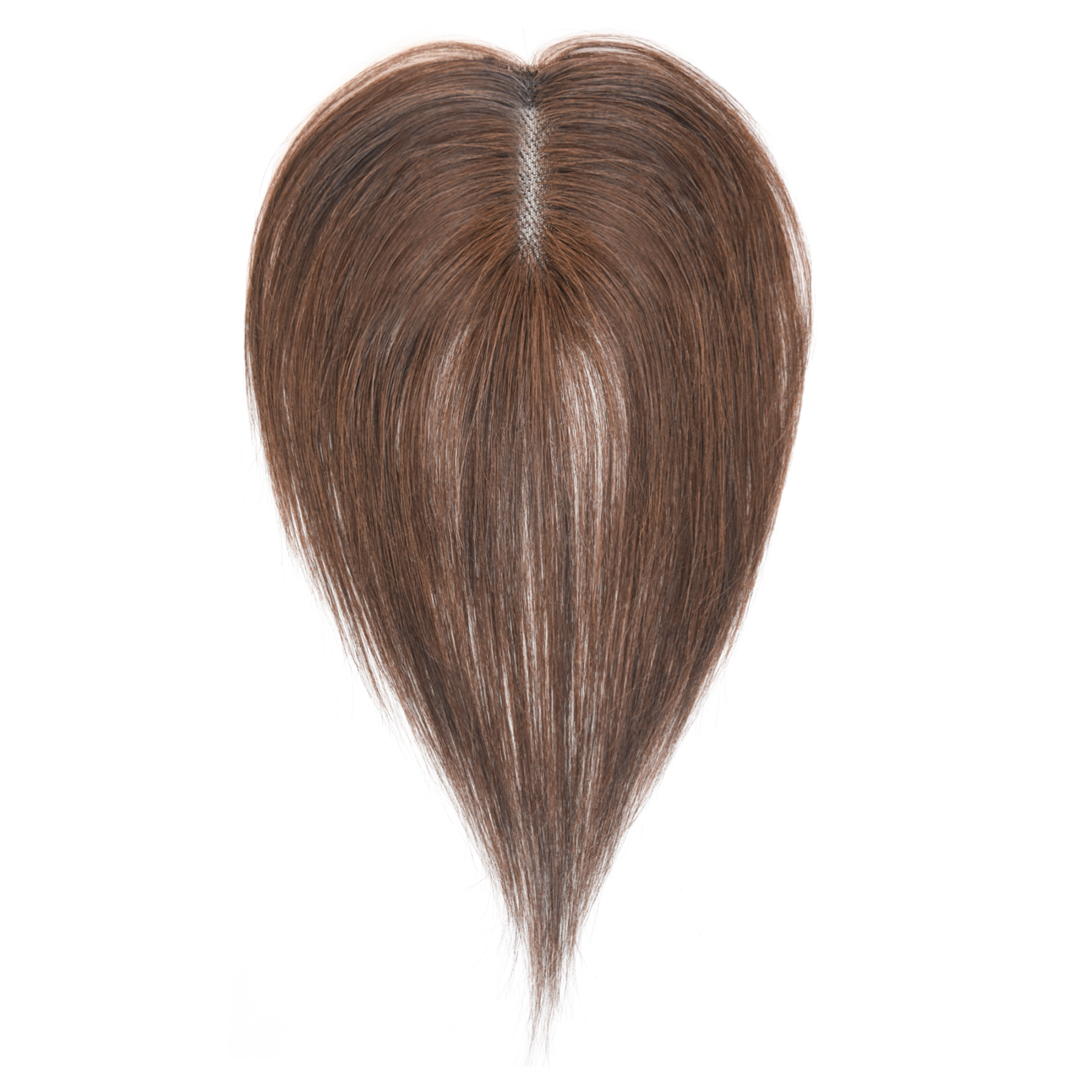 Meiverah Handmade Human Hair Middle Part Clip In Toupee No Bangs Seamless Natural Topper Breathable Mesh Base Women Thickening Hairpiece (Medium Brown)