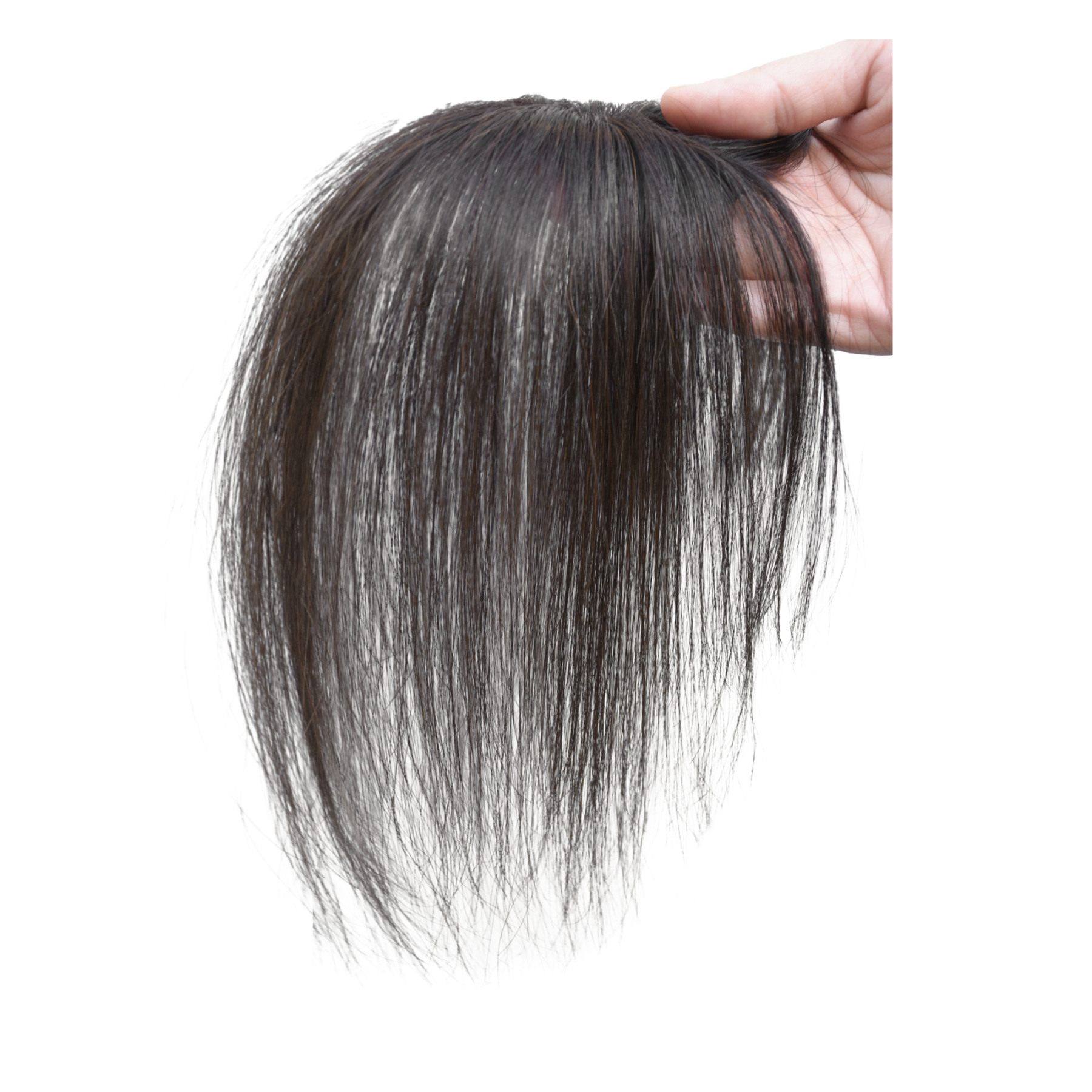 Meiverah Hair Clip in Bangs Real Human Hair with high cranial top for volume Light and airy French bangs for women Clip On Air Bangs for Daily Wear (Medium Brown)