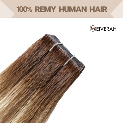 Meiverah Seamless Injected Hand-Tied Tape In Hair Extensions 20 Pcs/50 g Virgin Human Hair (P6/613/T4)