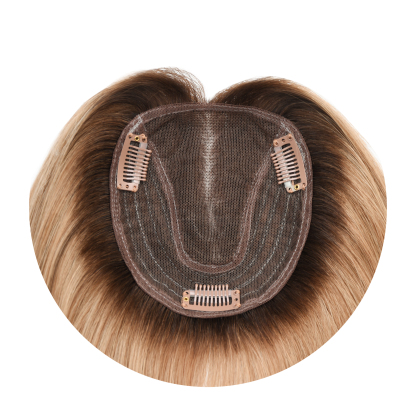 Meiverah Natural-Looking Handmade Hand-tied Mono Swiss Lace NO Bangs Clip-In Women Toupee -（10/6#）