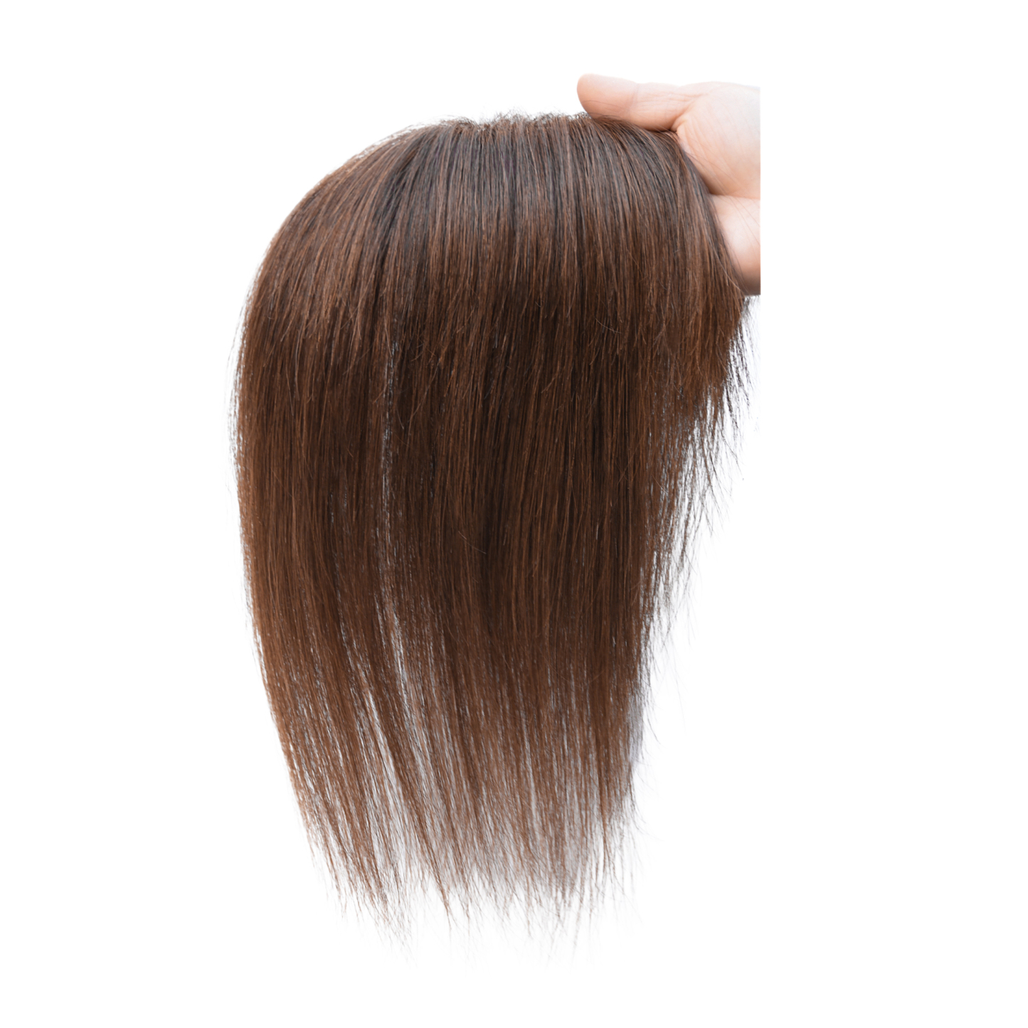 Meiverah Hair Real Human Hair Topper with Bangs - Clip-In Thick Silk Base Hairpiece for Women (Medium Brown)
