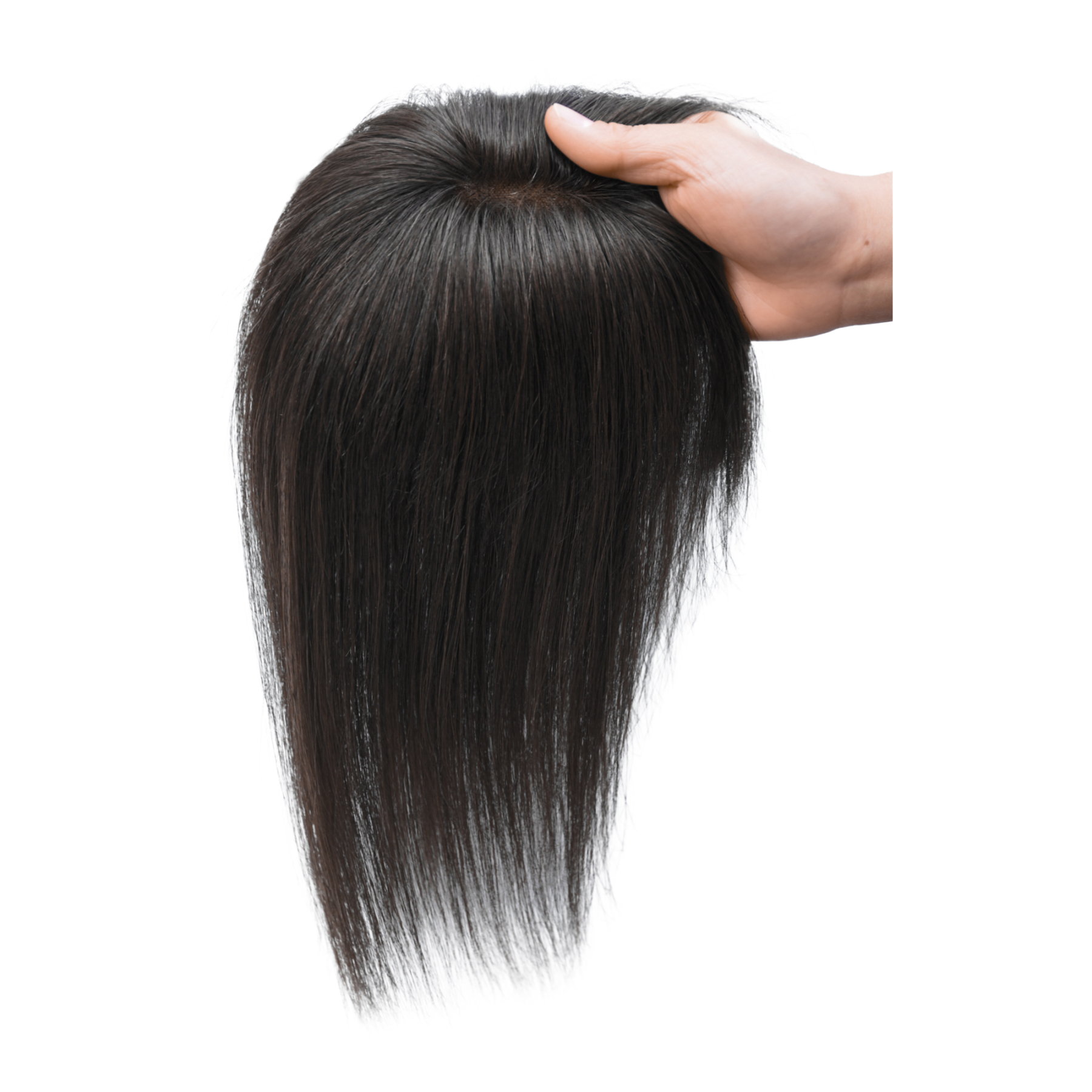 Meiverah Hair Real Human Hair Topper with Bangs - Clip-In Thick Silk Base Hairpiece for Women (Natural Black/12inch)