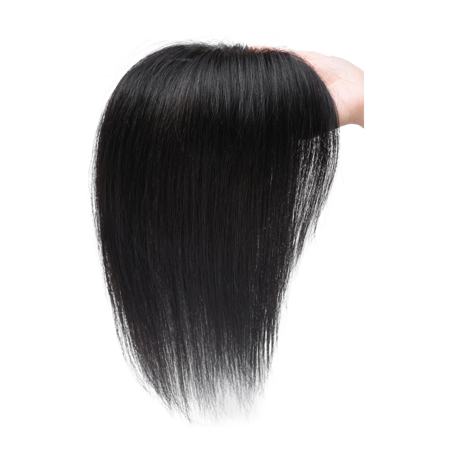 Meiverah Hair Real Human Hair Topper NO Bangs - Clip-In Thick Silk Base Hairpiece for Women (Natural Black)