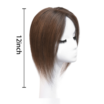 Meiverah Hair Real Human Hair Topper NO Bangs - Clip-In Thick Silk Base Hairpiece for Women (Medium Brown )