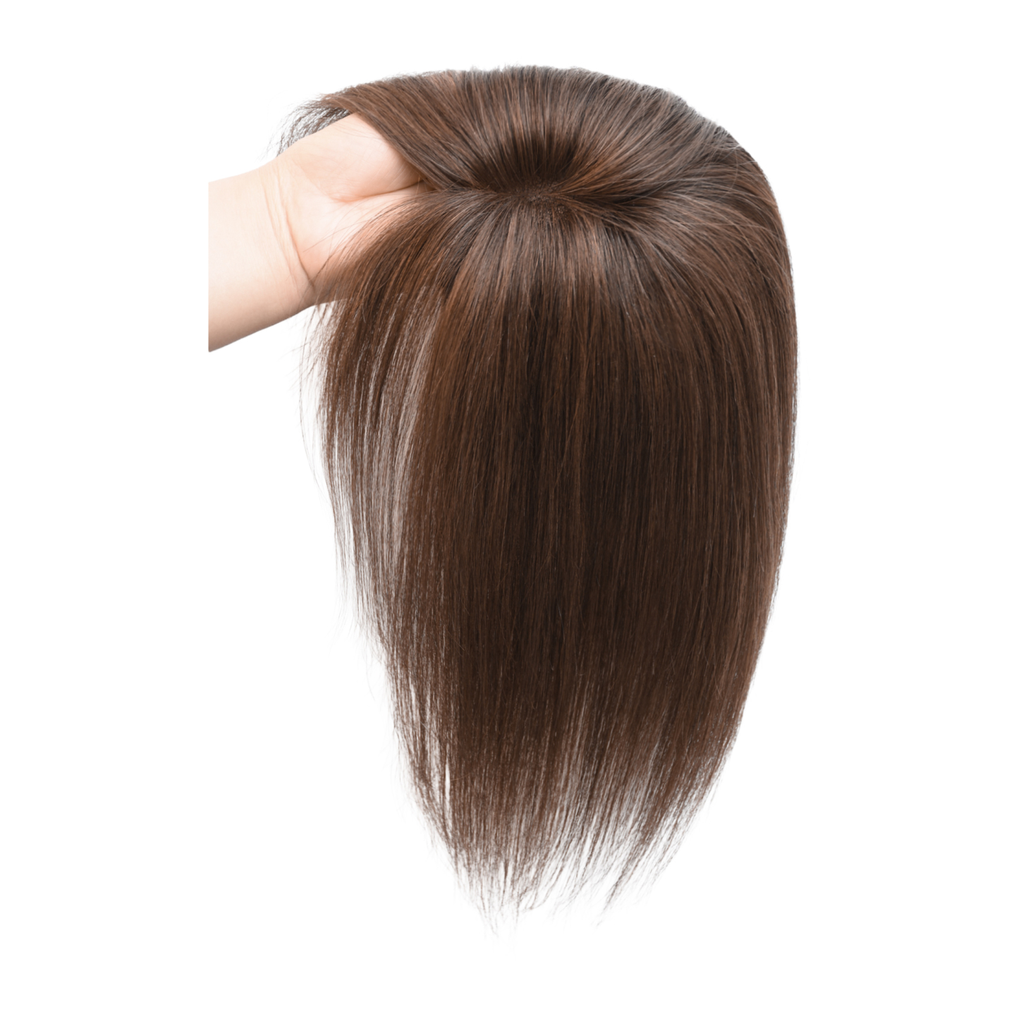 Meiverah Hair Real Human Hair Topper NO Bangs - Clip-In Thick Silk Base Hairpiece for Women (Medium Brown )