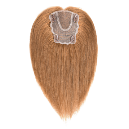 Meiverah Real Human Hair Swiss Mono Base Hand-tied Topper NO Bangs-Clip-In Thick Hairpiece for Women  (#30 Copper Red)