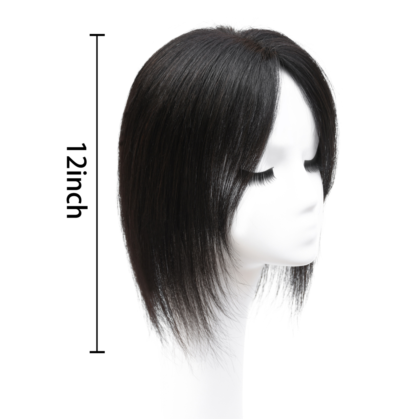 Meiverah Hair Real Human Hair Topper NO Bangs - Clip-In Thick Silk Base Hairpiece for Women (Natural Black)