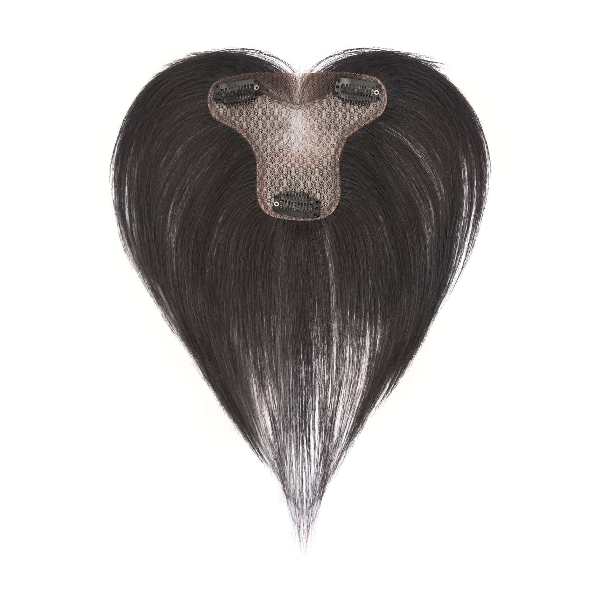 Meiverah Handmade Human Hair Middle Part Clip In Toupee No Bangs Seamless Natural Topper Breathable Mesh Base Women Thickening Hairpiece (Natural Black/Swissnet)