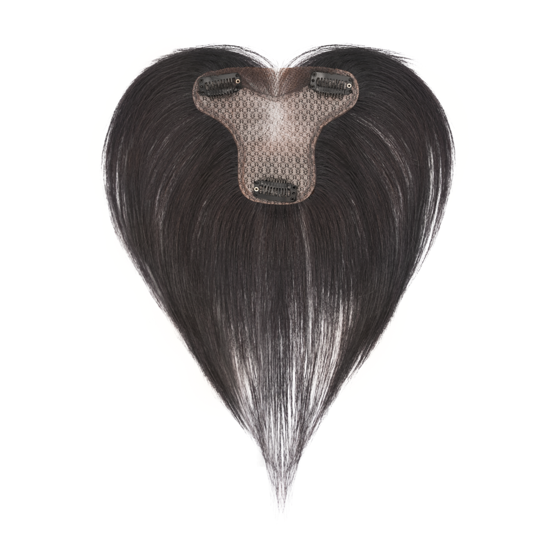 Meiverah Handmade Human Hair Middle Part Clip In Toupee No Bangs Seamless Natural Topper Breathable Mesh Base Women Thickening Hairpiece (Natural Black/Swissnet)