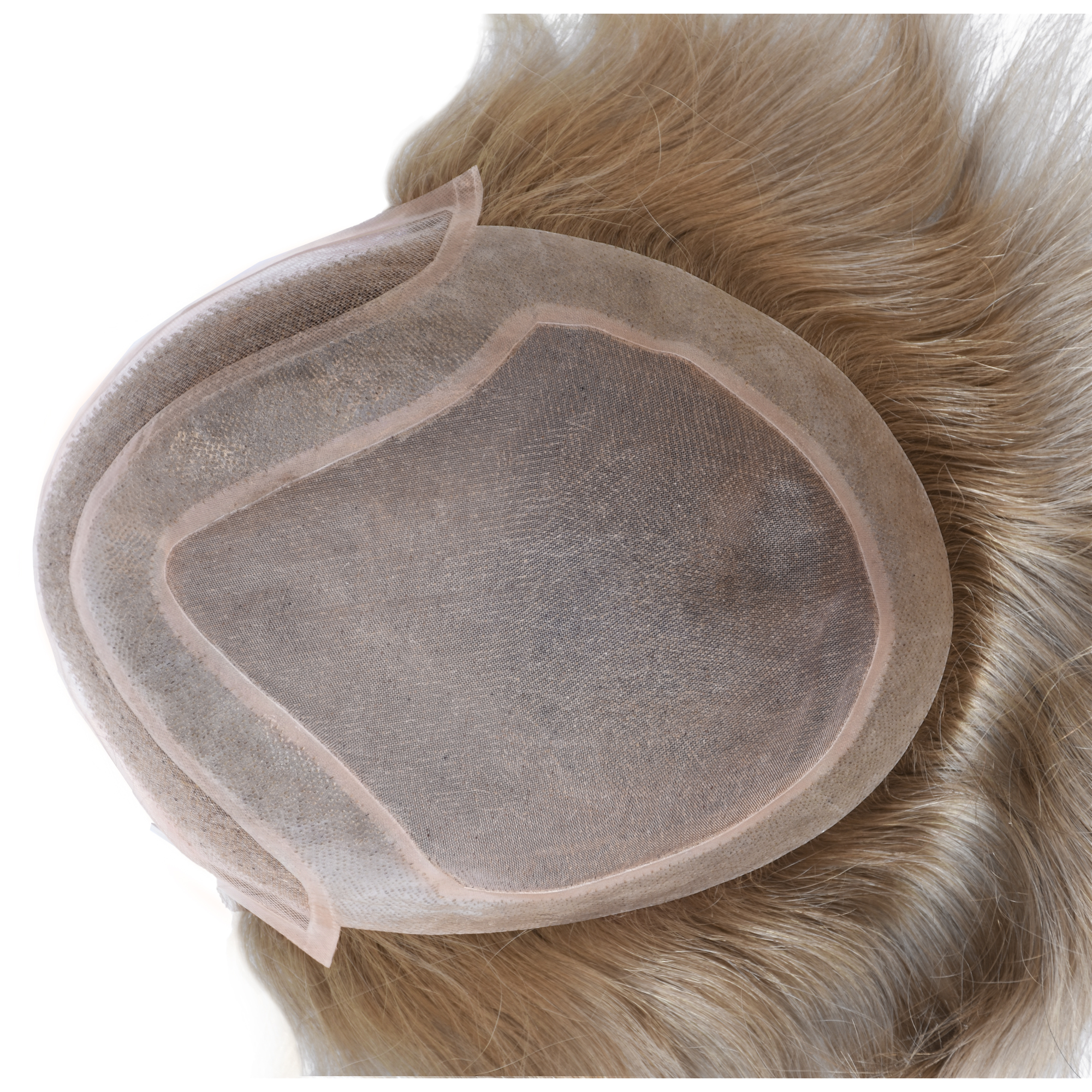 Meiverah Natural-Looking Handmade Full Hand-tied PU Mono Lace Men's Toupee -（18#，wavy）