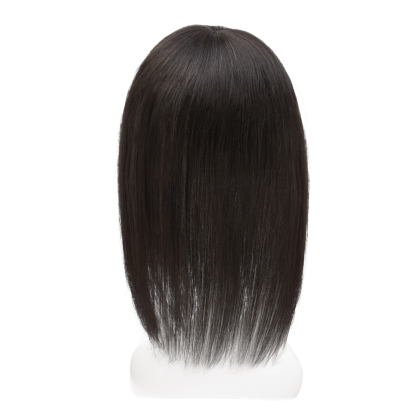 Meiverah Real Human Hair Full Hand-tied Swiss Mono Base Topper NO Bangs  Clip-In Thick Hairpiece for Women (#1B)
