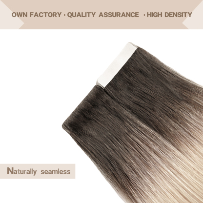Meiverah Seamless Injected Hand-Tied Tape In Hair Extensions 20 Pcs/50 g Virgin Human Hair (#T2/60)