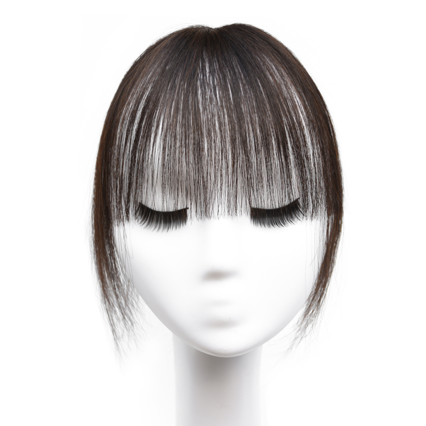 Meiverah Hair Clip in Bangs Real Human Hair with high cranial top for volume Light and airy French bangs for women Clip On Air Bangs for Daily Wear (Medium Brown)