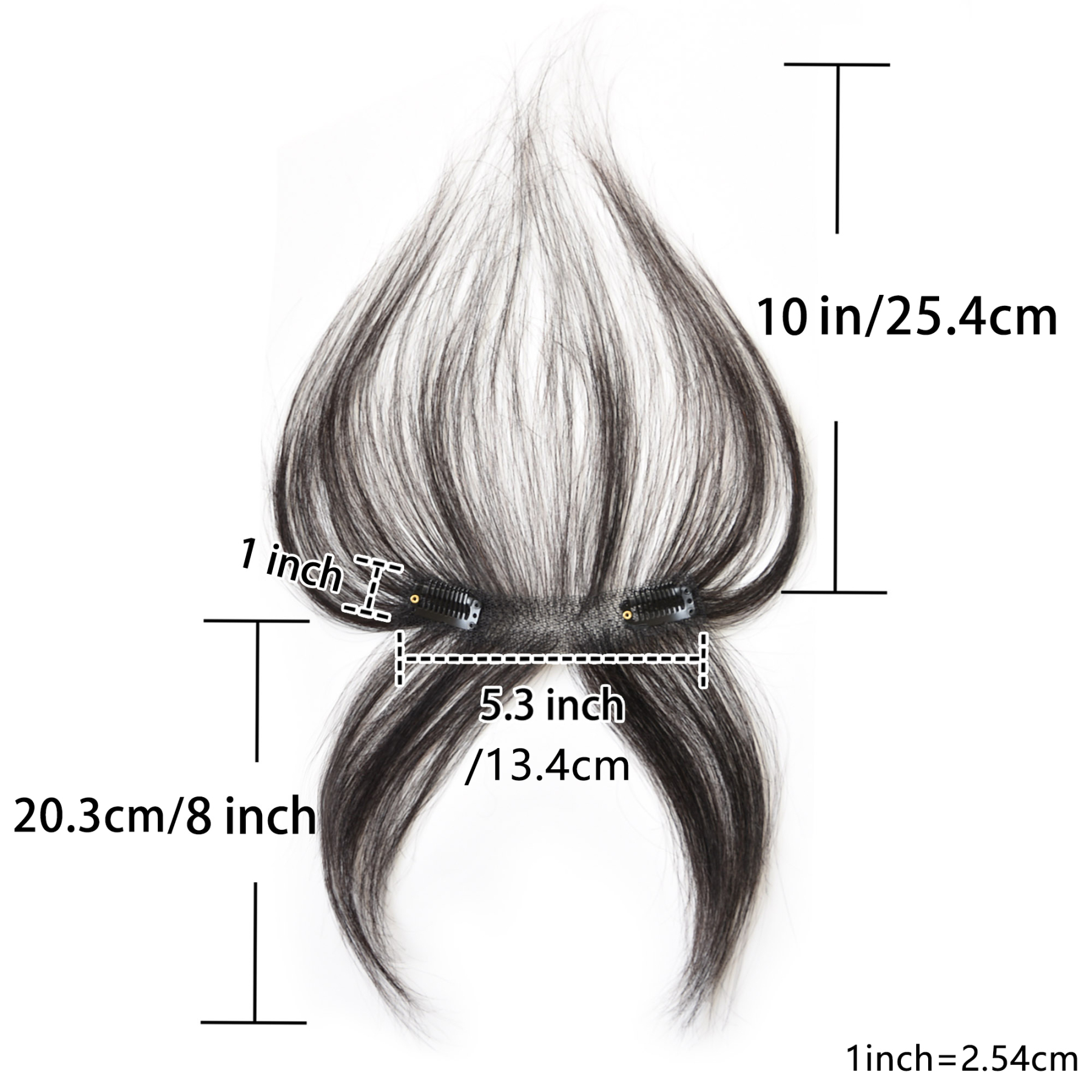 Meiverah Hair Clip in Bangs Clip In Hair Extensions 104% Baby Hair Human Hand Made Natural Forehead Patch No Trace Patch Hairline for Women(Brownish Black)