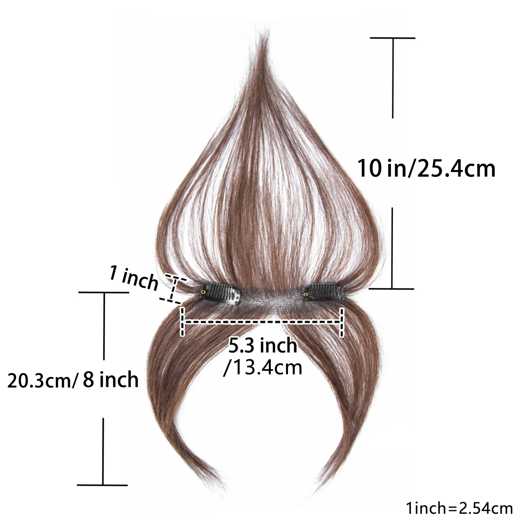 Meiverah Hair Clip in Bangs Clip In Hair Extensions 103% Baby Hair Human Hand Made Natural Forehead Patch No Trace Patch Hairline for Women(Cocoa Brown)