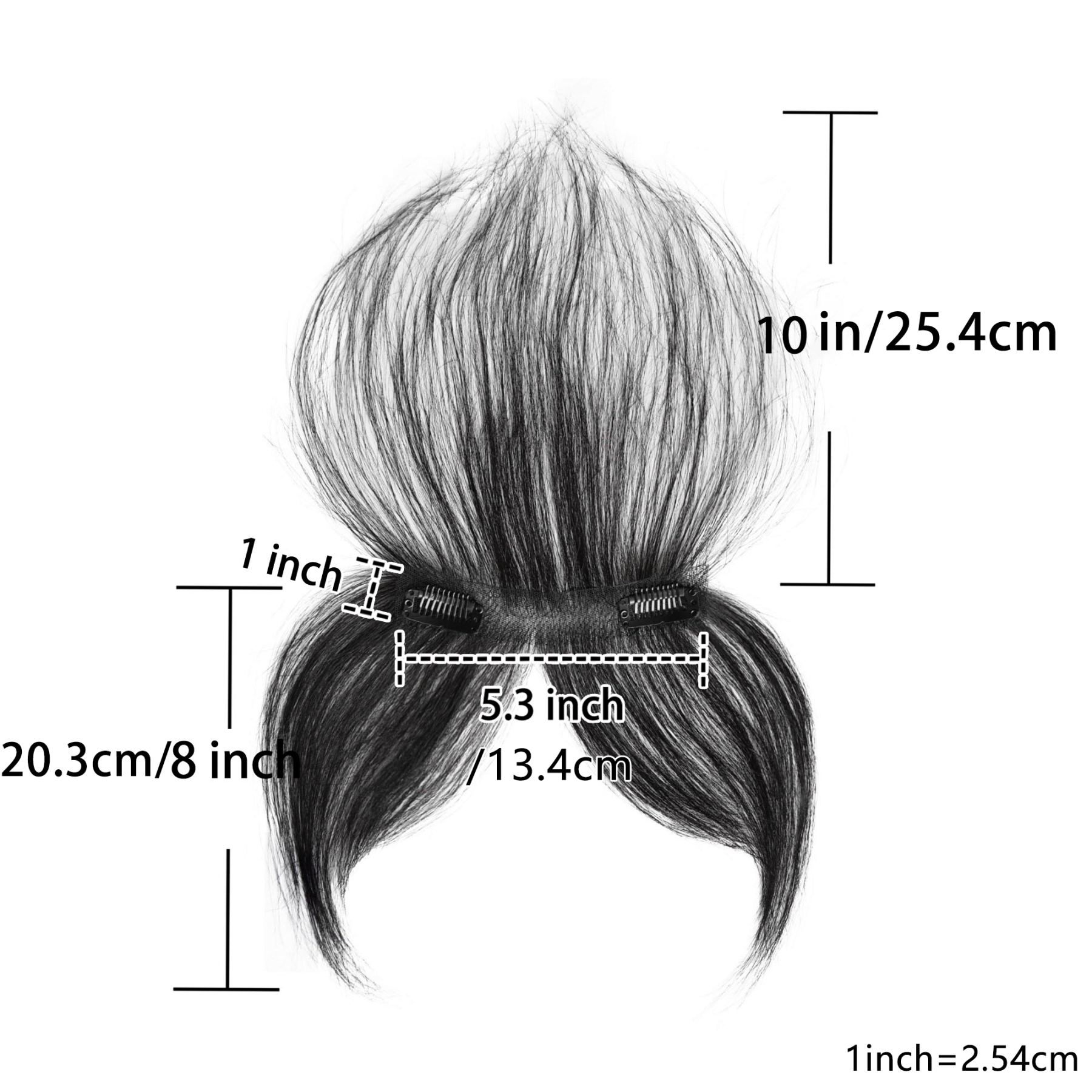 Meiverah Hair Clip in Bangs Clip In Hair Extensions 100% Baby Hair Human Hand Made Natural Forehead Patch No Trace Patch Hairline for Women(Jet Black)