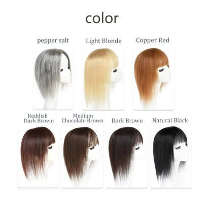 Meiverah Hair Real Human Hair Hair Topper with Bangs Clip in Human Hair Toppers Seamless Hairpiece Toupee for Women Thick Silk Base Topper for Thicking Hair (Blonde)