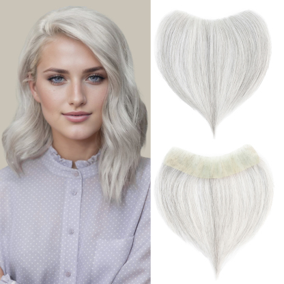 Meiverah Hair Frontal Hairpiece for Women Natural Black Hair Extension Hairline Loss Straight Tape in Human Hair Toppers Replacement Toupee （95% Gray-Pepper Salt）