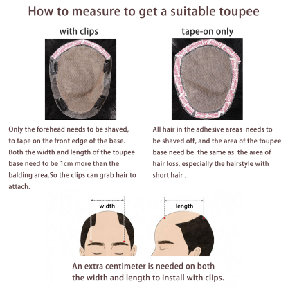 Meiverah Hair Untrimmed Hand Tied Mono Lace Toupee with Biological Scalp Toupee Human Hair Topper Top HairPiece for Men (Jet Black)(Hand-tied Lace)
