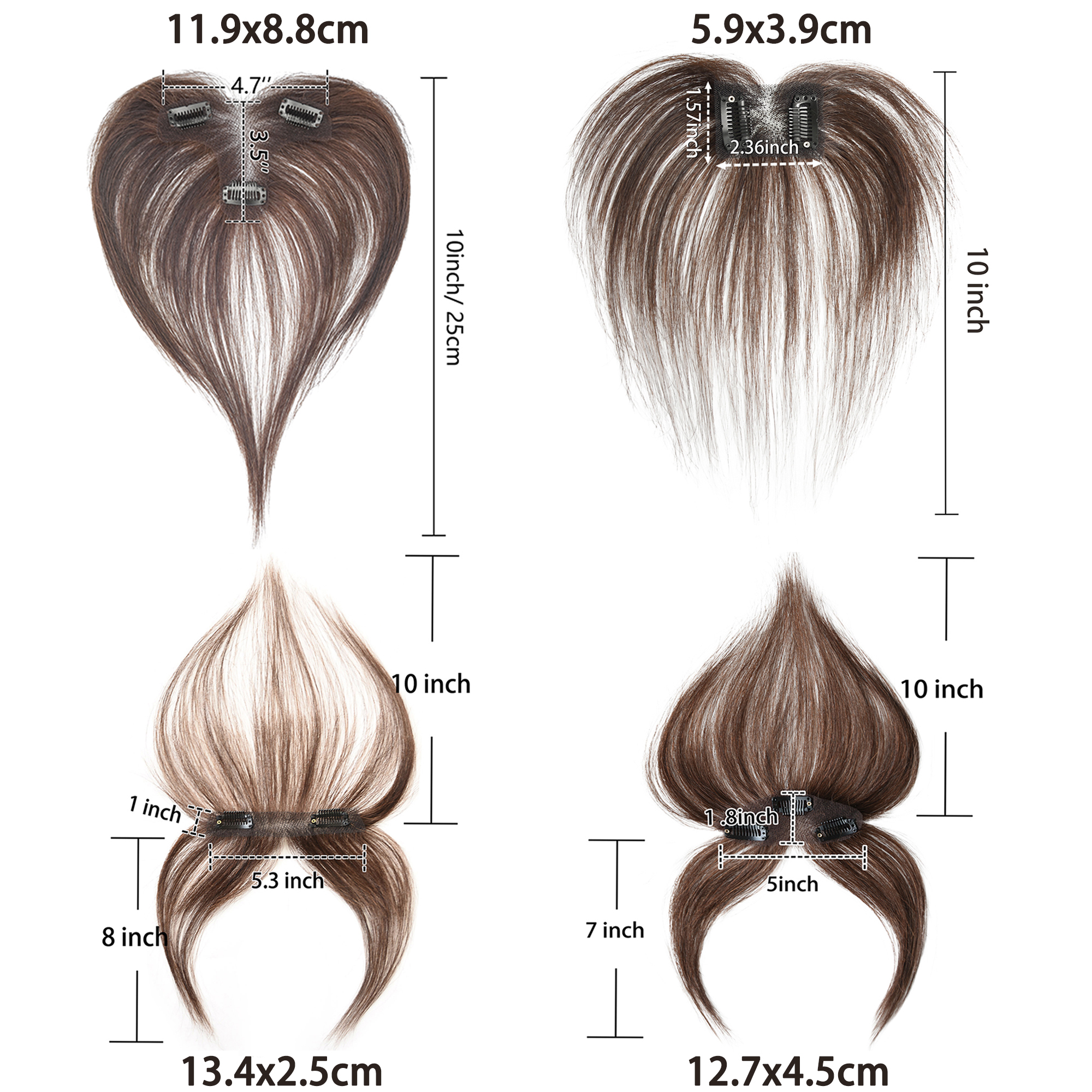 Meiverah Hair Clip in Bangs Clip In Hair Extensions 100% Baby Hair Human Hand Made Natural Forehead Patch No Trace Patch Hairline for Women(Medium Brown)