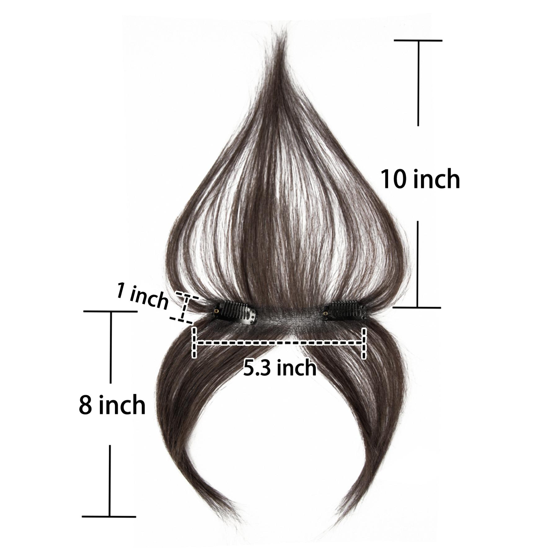 Meiverah Hair Clip in Bangs Clip In Hair Extensions 102% Baby Hair Human Hand Made Natural Forehead Patch No Trace Patch Hairline for Women(Dark Brown)