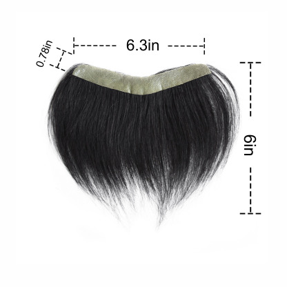 Meiverah Hair Frontal Hairpiece for Men Natural Black Hair Extension Hairline Loss Straight Tape in Human Hair Toppers Replacement Toupee （Jet Black）